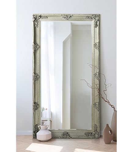 Large silver decorative ornate wall mirror 5ft5 X 2ft7(168cm x